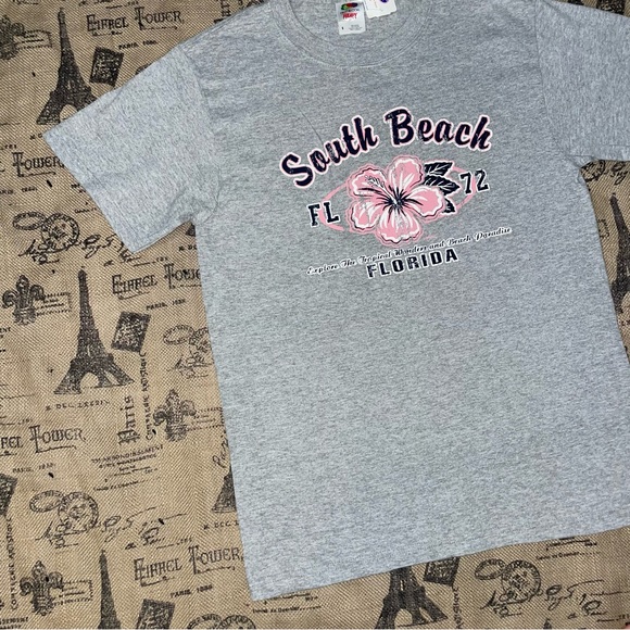 Fruit Of The Loom NWT! South Beach Florida Heather Gray Tshirt Size S - Picture 2 of 10